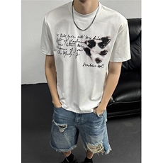 夏季基础正肩T恤男美式印花索罗娜短袖boxy修身打底半袖TY08，男装T恤，星座1116A（原606A-3）