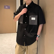 24年港风夏款工装宽松短袖衬衫男CS104P45，男装衬衫，星座1204-3