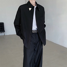 设计感小众金属装饰长袖衬衫男oversize宽松衬衣春季CS4226P65，男装衬衫，星座512-1（原513-3）