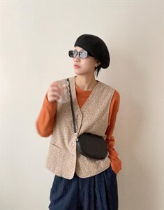 复古印花小马甲,女装马甲,HZH