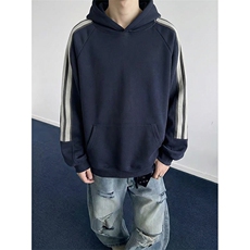 高品质春装新款男女美式高街宽松纯色拼接织带撞色连帽卫衣FM18，男装卫衣，电商A486