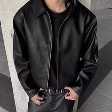 W9418-P68网图现货新款肌理PU皮衣Cleanfit夹克外套安可拉红内，男装夹克，星座1608-2