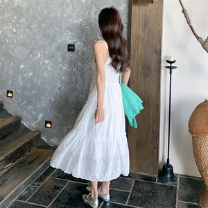 韩系甜美温柔针织开衫吊带连衣裙套装女春季欧若风夏日绝美小白裙图片