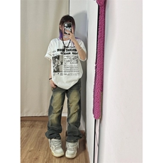 T0730-P30摇滚乐队音乐人生纯棉短袖情侣款美式复古上衣T恤，女装T恤，星座617A-2