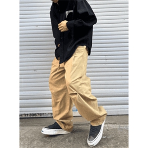 抖音得物 纯色简约 休闲裤男日系复古宽松束脚口袋装饰工装裤AK10图片