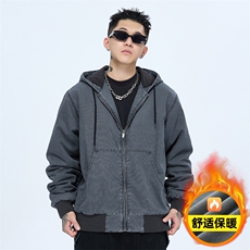 美式复古做旧加绒加厚外套宽松连帽夹克A436-978-P125168，男装夹克，电商A436