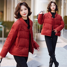 现货主推款90白鸭绒2024新款盘扣小个子短款羽绒服女，女装羽绒服，阳光伊恋