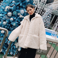 新款现货简风羊羔毛外套浙宝012-M519，女装短外套，金十上