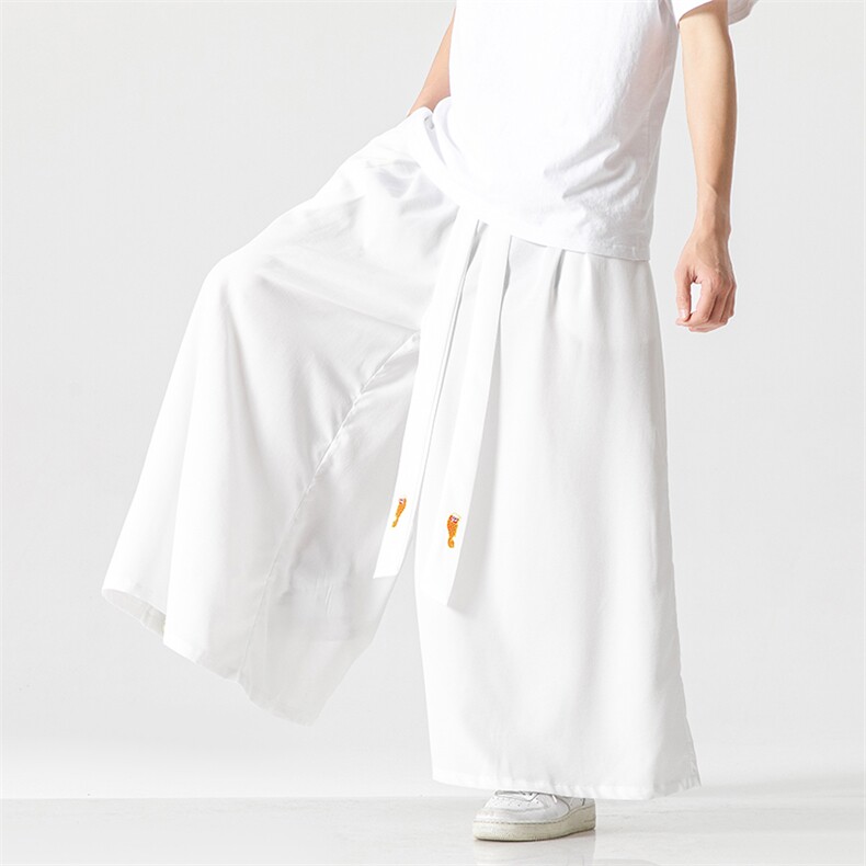 夏大码风休闲宽松阔腿长裤黑色汉服哈伦裤唐装宋裤K332/P85,男装民族服装,钱塘713