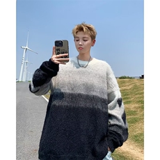 渐变色针织衫男女韩版潮流高街宽松保暖2024冬季ins毛衣MZ597-P53，男装针织衫/毛衣，星座412-3