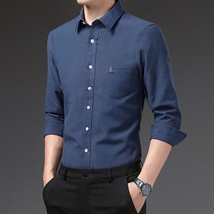 秋季正品纯色衬衫男长袖无痕中年男士爸爸装免烫商务休闲男衬衣,男装衬衫,电商B212（原钱塘6029）