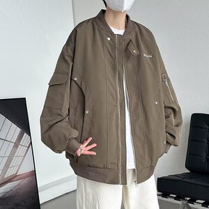 美式简约飞行员夹克男春秋季复古街头百搭外套潮牌机能宽松棒球服图片
