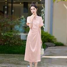 2024年夏季新中式改良旗袍连衣裙新款高级感收腰气质，女装连衣裙，蓝诺裳