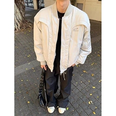 日系春秋季解构弧形设计小众飞行员夹克男女情侣机车夹克棒球服，男装夹克，星座506A