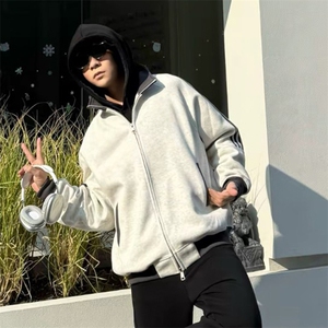抖音得物高品质 美式高街重磅结构设计拼接织带立领卫衣外套 CM42图片