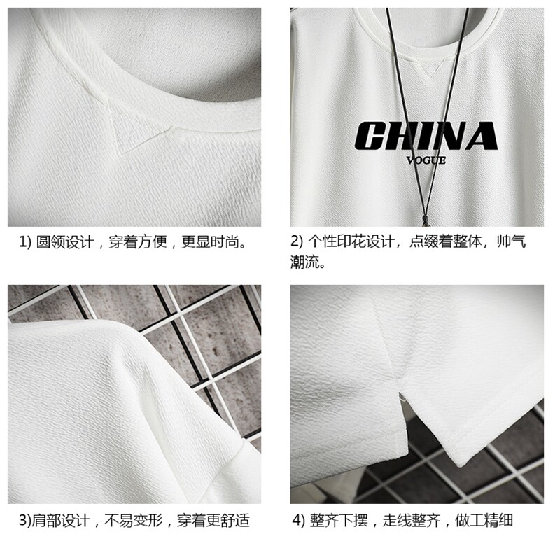Q11001-P30春夏季七分袖t恤男大码五分袖男短袖中袖网格挂拍,男装T恤,电商A040A