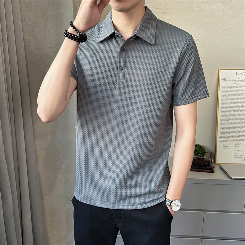 翻领polo衫男短袖2025夏季新款冰丝透气打底衫t恤男C317-1832-50,男装T恤,电商C317