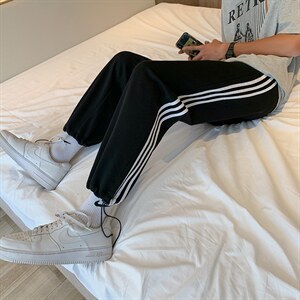 K2026-P40秋装男女情侣大码三条杠宽松抽绳束脚运动休闲卫裤控58,男装休闲裤,电商A009A（原A058A）