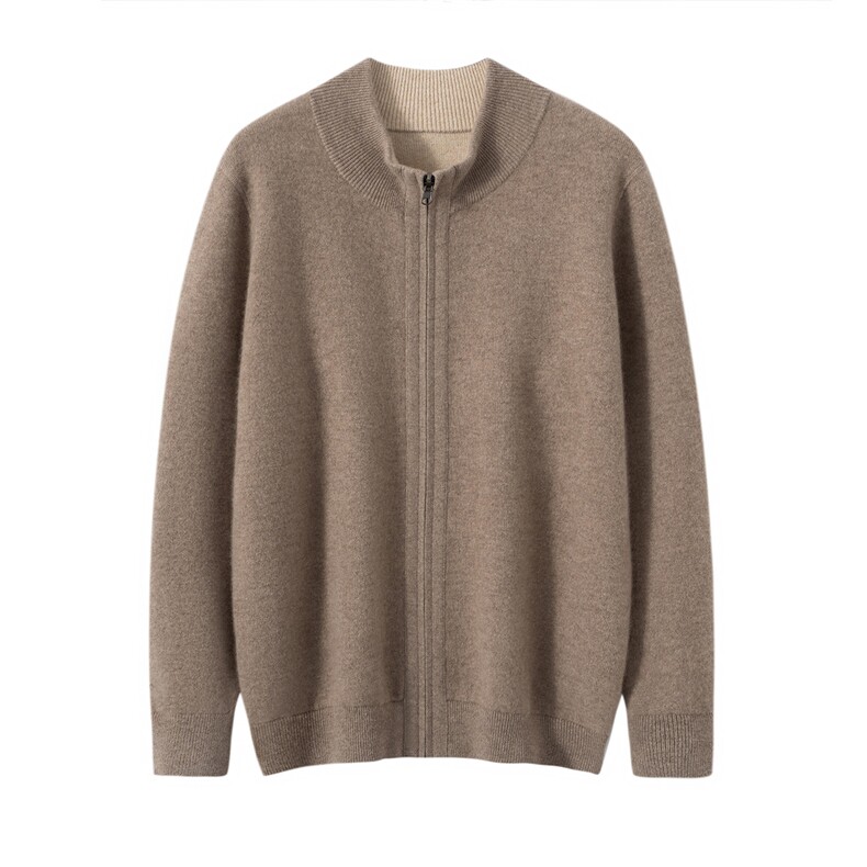 2025年秋季常规款圆领青春流行时尚百搭通勤简约加厚双面开衫，男装羊绒开衫，泰盈纯羊绒