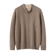 2025年秋季常规款圆领青春流行时尚百搭通勤简约加厚双面开衫，男装羊绒开衫，泰盈纯羊绒