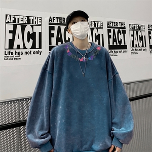 美式潮牌重磅水洗做旧圆领卫衣力推大码男XZ517A-BK5560-P58图片