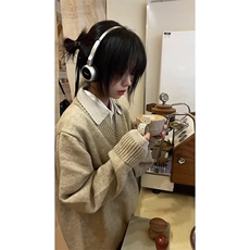冬季翻领罗纹装饰保暖毛衣针织衫宽松衬衫春秋洋气时尚百搭宽松，男装针织衫/毛衣，星座1007（原301D）