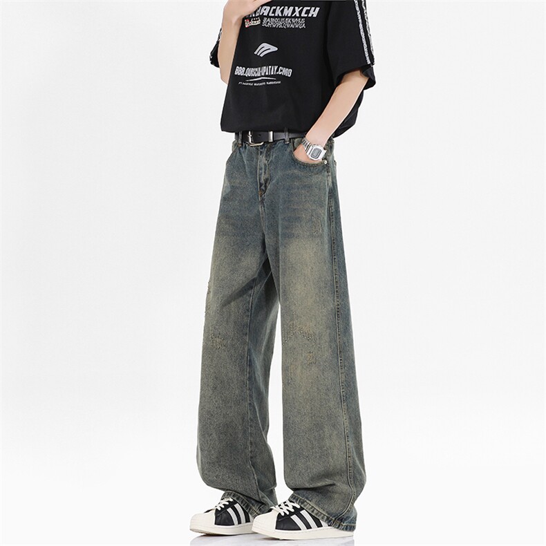 复古水洗春夏美式牛仔裤男女痞帅宽松休闲阔腿直筒长裤NZ82-P45，男装牛仔裤，星座308B-2