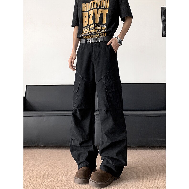 2025新款工装休闲裤直筒宽松口袋阔腿裤男女痞帅现货K8519-P47,男装工装外套,星座512-3