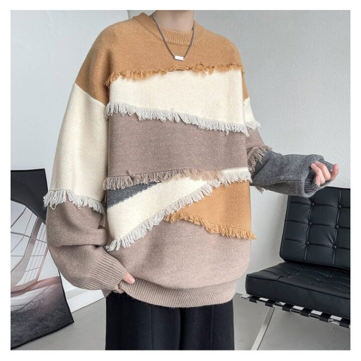 男流苏软糯针织衫毛衣加肥大码宽松设计感秋冬百搭线衣MY603P53，男装针织衫/毛衣，星座1013-5