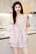 西装套装女夏季2023新款盘扣高级感时尚气质减龄小个子短裤两件套，女装套装/套裙，火爆靓佳人