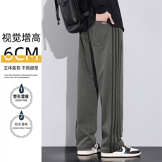 现货男士休闲长裤春季新款潮流宽松直筒阔腿条纹工装裤Z2354-P45，男装工装外套，星座509