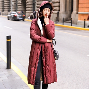 《2024主打款》中长款羽绒服女修身显瘦白鸭绒韩版连帽外套潮，女装羽绒服，海爱依仁