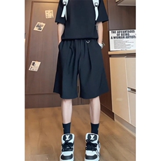 高腰西装短裤男新款2025夏季美式痞帅裤子抽绳直筒五分裤KD26，男装牛仔裤，星座1116A（原606A-3）
