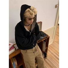 复古千鸟格双面穿格子拉链开衫卫衣cleanfit外套WY189P58，女装短外套，星座1013-5