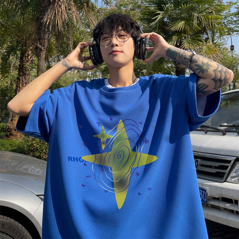 ！2025夏季新款男士华夫格短袖T恤情侣半袖TXH2405特P19,男装T恤,电商B220