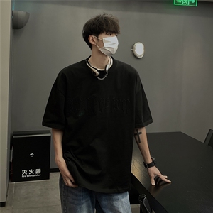 港风钢印字母设计T恤男潮大码短袖T恤男DT77775P25块特价控48图片