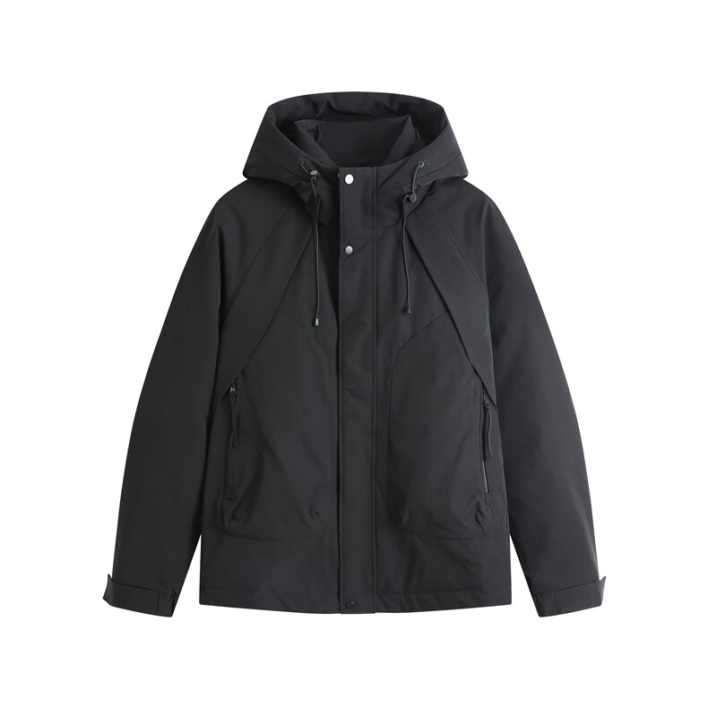 【真正羽绒】90绒带拼接大口袋休闲连帽羽绒服LMY65111-P220,男装羽绒服,电商A306