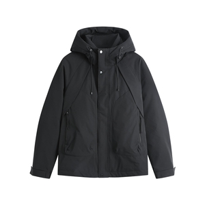 【真正羽绒 】90绒带拼接大口袋休闲连帽羽绒服LMY65111-P220图片