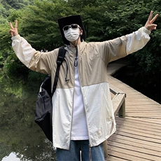 时尚防晒服拼色美式防紫外线薄款情侣装外套UPF50+凉感男士防晒衣，男装防晒衣，星座1210-1
