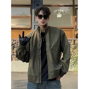 抖音得物 美式潮休闲夹克春季立领纯色复古工装加厚棉服外套MF01图片
