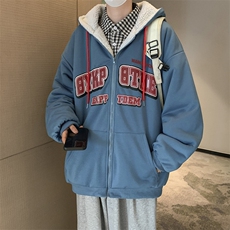 新款卫衣男冬季加绒开衫连帽情侣外套ins港风青少年棉服W2474-P54，男装卫衣，星座512-2