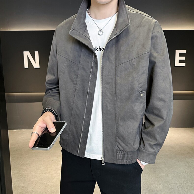 秋季外套男2025新款时尚潮牌帅气立领夹克上衣服A313-9319-P128,男装夹克,电商A313