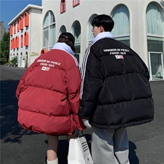 EQ336美式拼接撞色印花棉服外套男2024新款情侣装冬装面包服棉衣，男装棉衣，电商C306-1