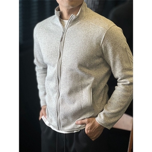 灰绿色抓绒衣外套男秋冬cleanfit拉链夹克美式开衫卫衣WB567-P67图片