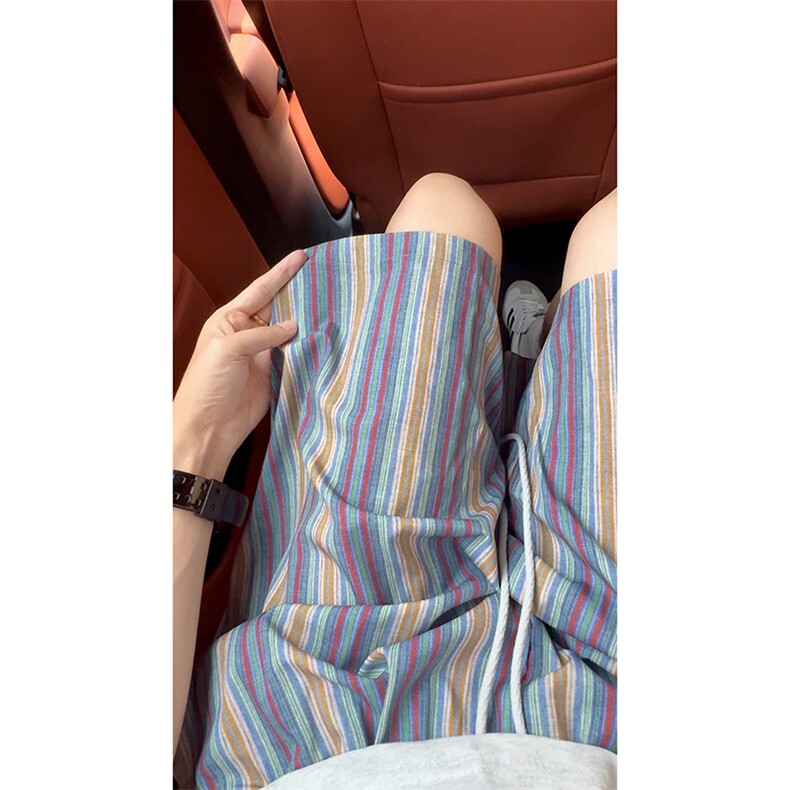 美式条纹撞色冰丝短裤男夏季凉感五分裤子-A2126P22无差价控38,男装牛仔裤,电商B241