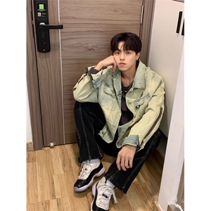 JK8887-P57美式高街vibe牛仔外套,赫本风大衣搭配阔腿裤穿的外套图片