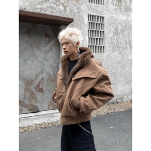 网图 美潮大毛领纯棉座山雕boxy棉服外套 W1930/特P120图片