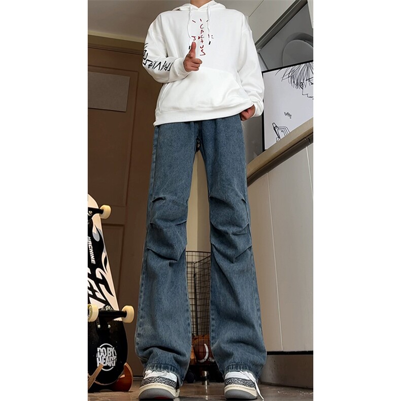 高品质B221美式ins高街暗黑宽松微喇牛仔裤LK24339-P60控78,男装牛仔裤,电商B221