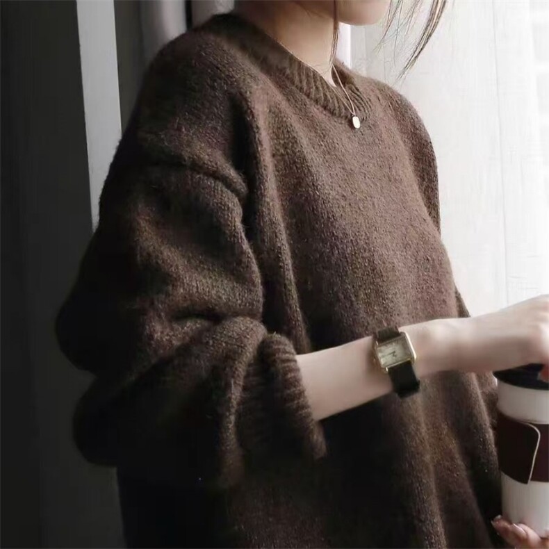 宽松版圆领羊毛衫羊毛柔软舒适保暖图片