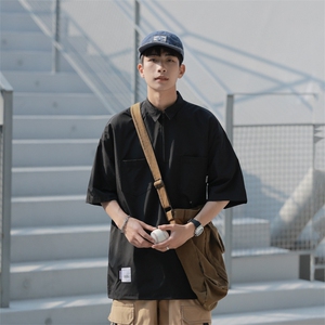 cityboy日系工装衬衫短袖男Polo衫冰丝速干潮牌潮流半袖衬衣夏图片